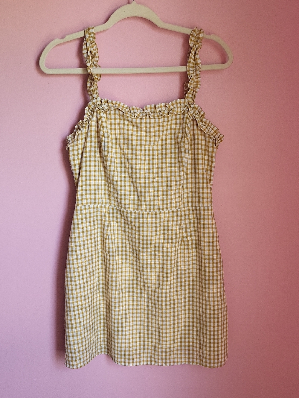 Lost + Wander Yellow Gingham Midi Dress